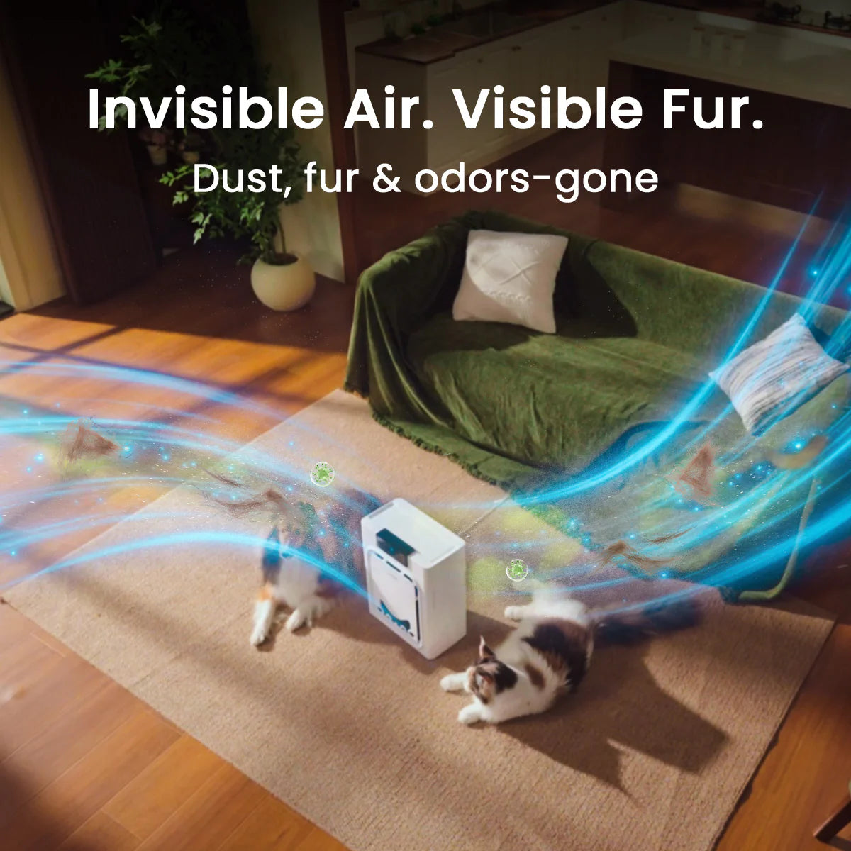 Keffios Air Purifier for Homes with Pets, Dual-Side Intake