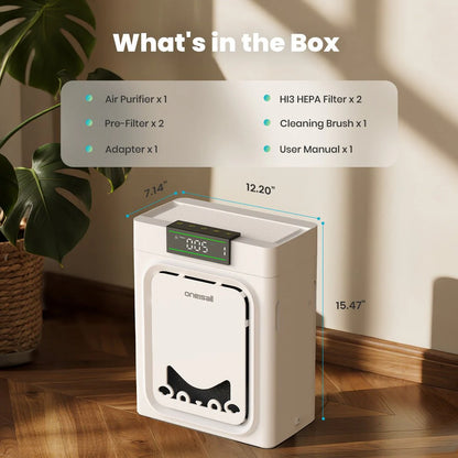 Keffios Air Purifier for Homes with Pets, Dual-Side Intake